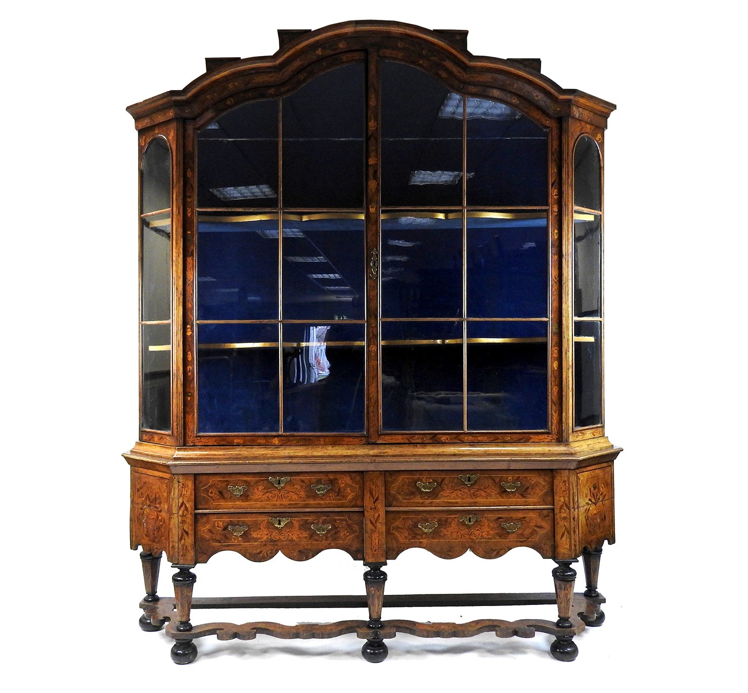 Lot 111, A Dutch walnut and floral marquetry inlaid display cabinet, 18th century