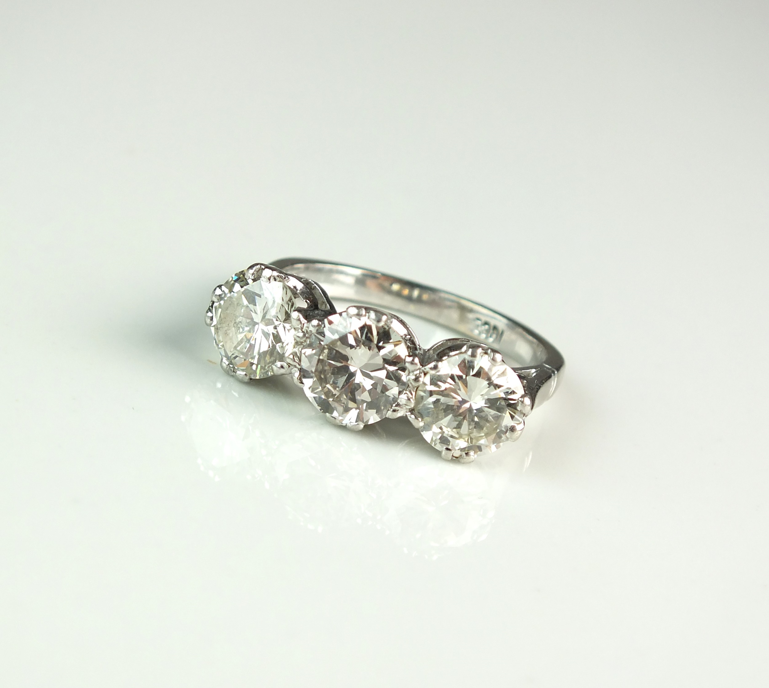 A three stone diamond ring