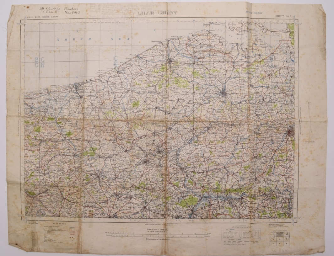 The War Office map with instructions for the Dunkirk evacuation. Halls Fine Art