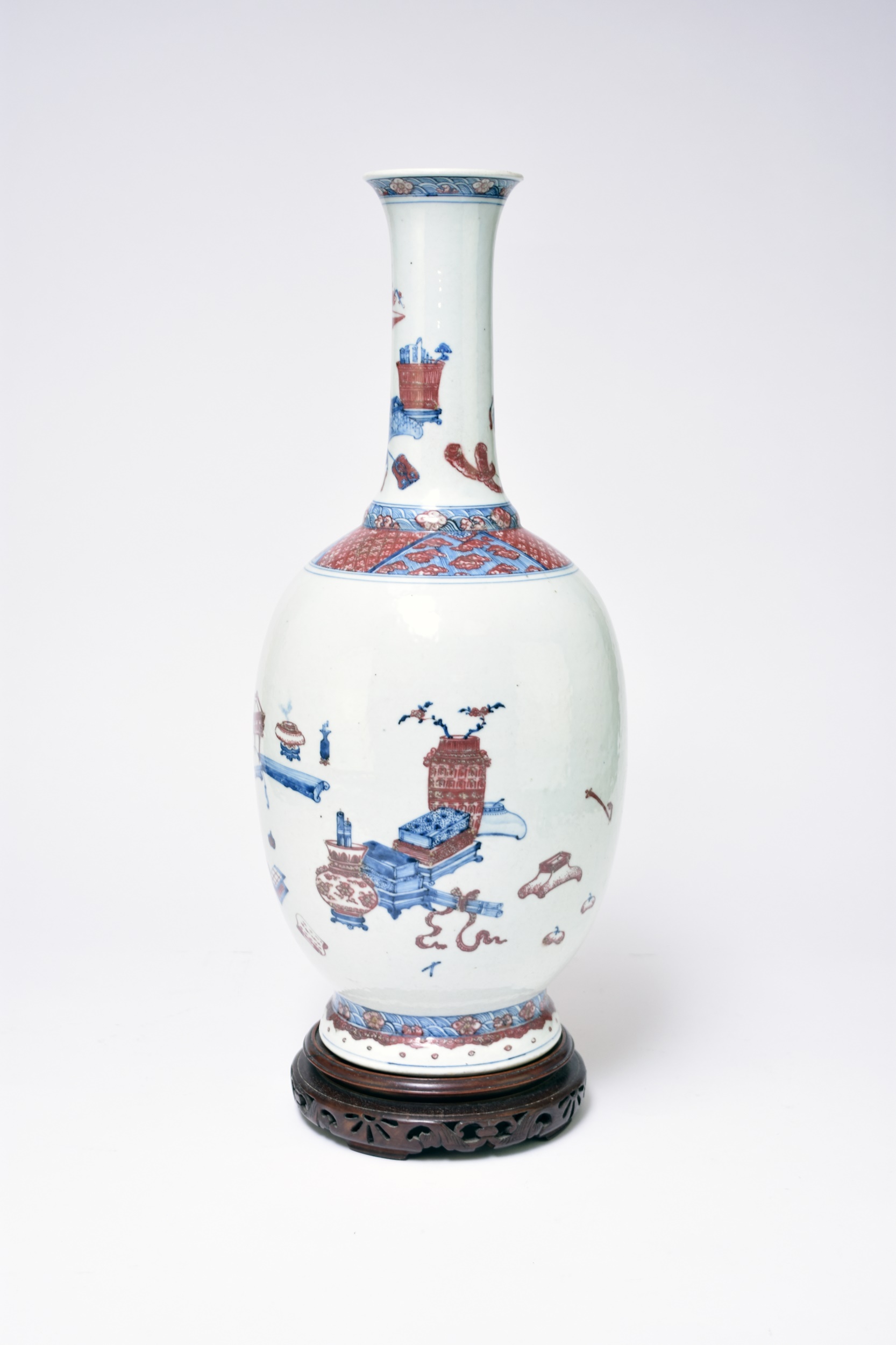 Chinese underglaze blue and copper red bottle vase Halls Fine Art