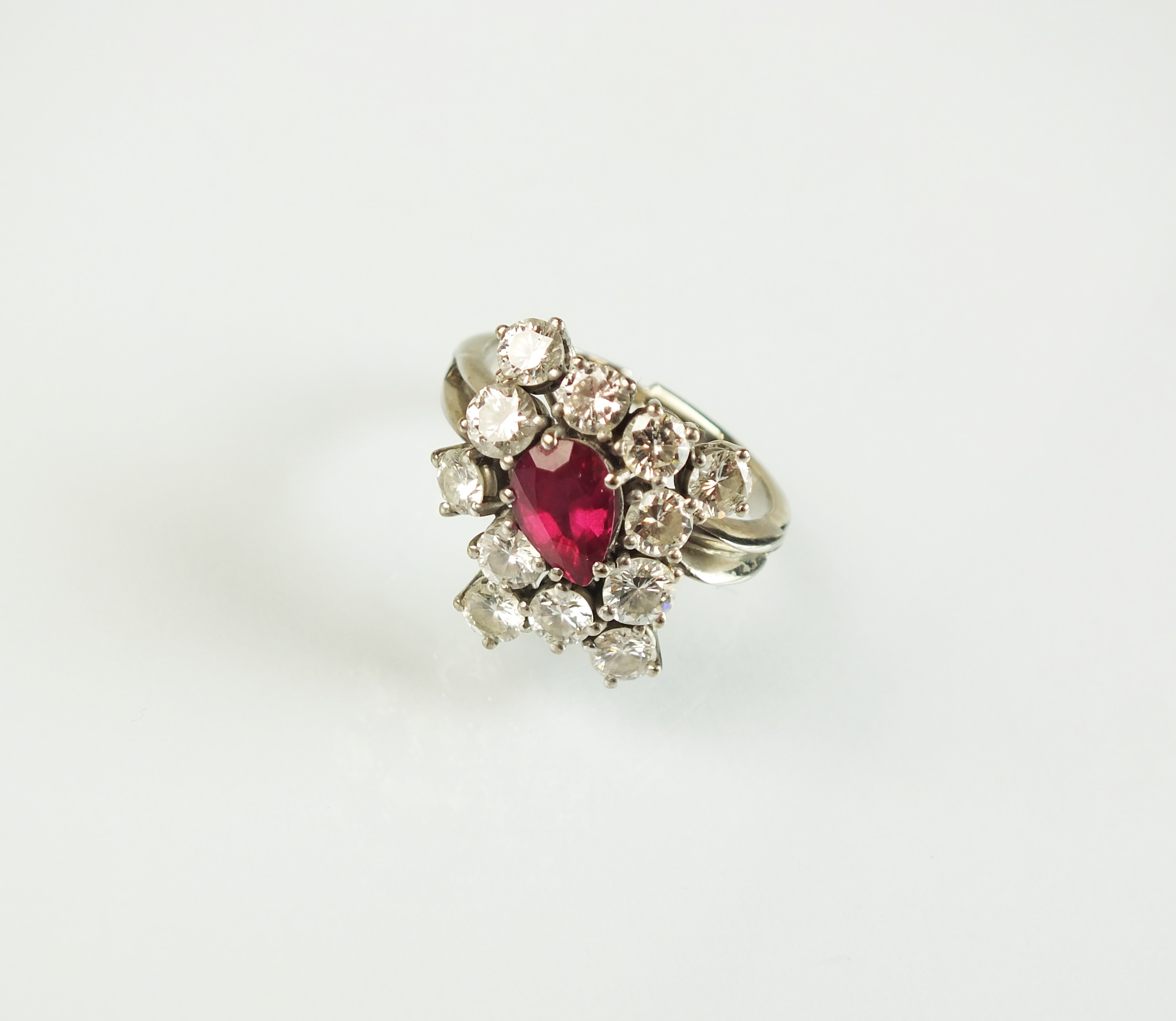 diamond and ruby cluster ring