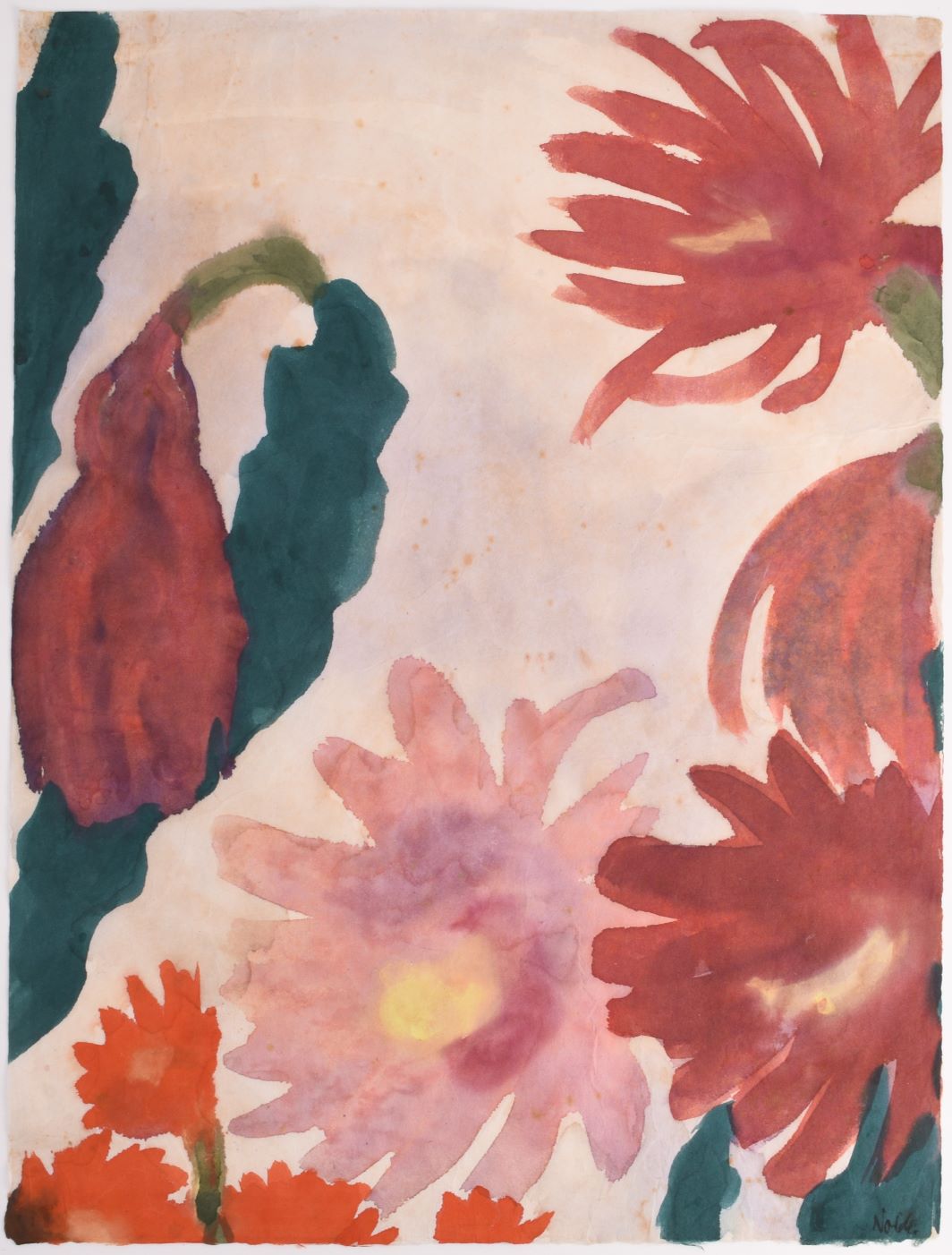 Emil Nolde Dahlias, Blumen, watercolour Halls Fine Art Auctioneers Valuers Shrewsbury