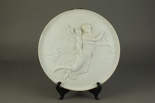 Lot 178 - A Royal Copenhagen circular parian plaque with...