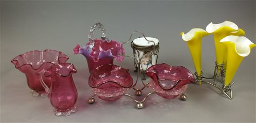 Lot 232 - A collection of Victorian cranberry glass...