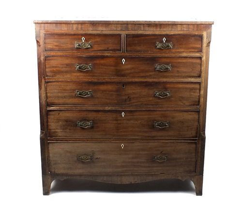 Lot 90 - A late George III crossbanded mahogany chest...