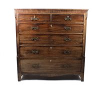 Lot 90 - A late George III crossbanded mahogany chest...