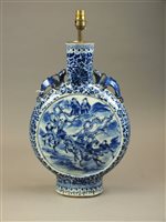 Lot 305 - A Chinese blue and white moon flask 19th...