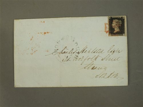 Lot 268 - A four margin penny black, with red Maltese...