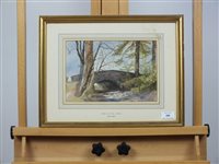 Lot 333 - David Cox Jnr, Bridge over a woodland stream,...