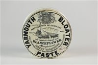 Lot 186 - A Yarmouth Bloater Paste pot lid and base,...