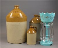 Lot 223 - A late Victorian blue glass table lustre,...