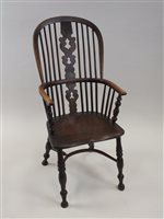Lot 57 - An elm and ash Windsor chair with pierced...