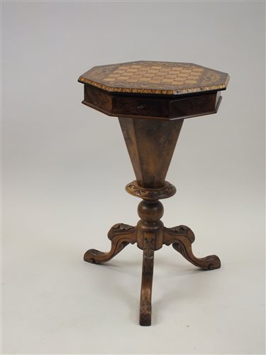 Lot 61 - A Victorian walnut and parquetry inlaid games...