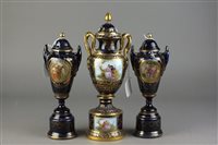 Lot 193 - A garniture of Vienna style vases