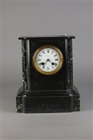Lot 111 - A Victorian black marble mantel clock, 3½...