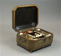 Lot 303 - A Chinese export lacquer sewing box 19th...