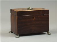 Lot 251 - A George III mahogany and inlaid tea caddy,...