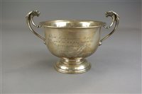Lot 152 - A two handled silver trophy bowl, E S Barnsley...