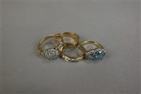 Lot 131 - A 9ct gold diamond set cluster ring, together...