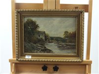Lot 356 - Wellesley Cottrell, Watermill beside a river,...