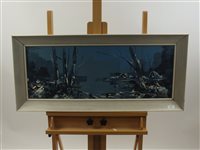 Lot 355 - George R. Deakins, Coastal view at night,...