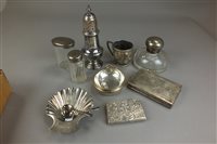 Lot 162 - A large silver topped glass inkwell, together...