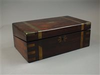 Lot 253 - A 19th century rosewood and brass bound...