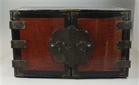 Lot 87 - A Japanese lacquer and metal bound table...