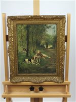 Lot 325 - French school, late 19th century, Hunting dogs...