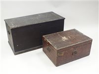 Lot 365 - An Edwardian painted pine blanket chest,...