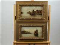 Lot 327 - G Sabris, a pair of coastal views, signed, oil...