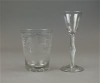 Lot 230 - A large engraved glass tumbler, 19th century,...
