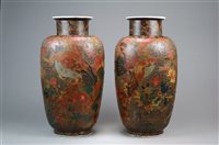 Lot 189 - A Pair of Large Japanese Cloisonné Porcelain Vases