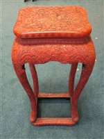 Lot 166 - A Chinese Cinnabar Lacquer Vase Stand