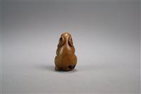 Lot 202 - A Japanese Carved Wood Netsuke of a Rat