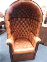 Lot 224 - A Regency mahogany hall porters chair, the...