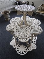 Lot 258 - A white painted cast iron garden plant stand,...