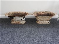 Lot 259 - A pair of cast iron garden troughs, each of...