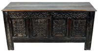 Lot 271 - An joined oak chest, 17th century and later