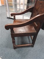 Lot 274 - An oak Wainscot chair, dated 1683