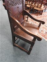 Lot 274 - An oak Wainscot chair, dated 1683