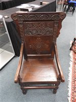 Lot 274 - An oak Wainscot chair, dated 1683