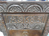 Lot 274 - An oak Wainscot chair, dated 1683