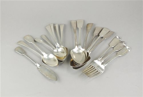 Lot 7 - A collection of silver and plated flatware