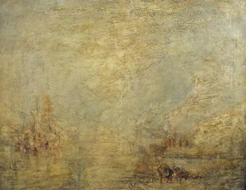 Lot 364 - Manner of Joseph Mallord William Turner, marine landscape, oil on canvas