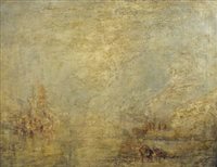 Lot 364 - Manner of Joseph Mallord William Turner, marine landscape, oil on canvas