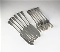 Lot 34 - A set of silver fish knives and forks