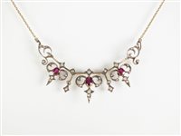 Lot 225 - A ruby and diamond necklace / headpiece