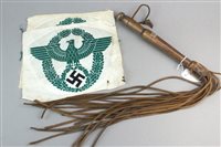 Lot 339 - A pair of Nazi vests, War Merit badge, Wound badge and a leather whip