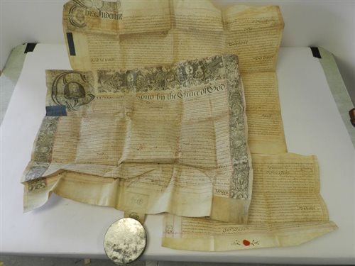Lot 22 - THREE DEEDS on vellum concerning the sale of land in Broom in the parish of Whiston, Yorkshire, all dated 1754